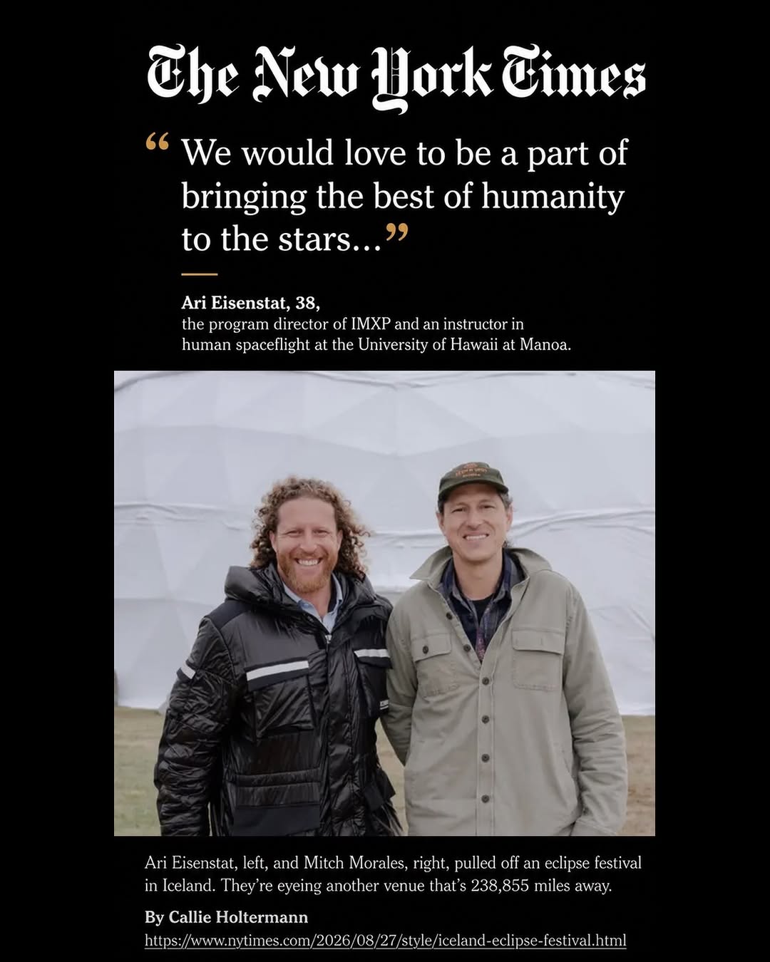 The New York Times feature on Iceland Eclipse